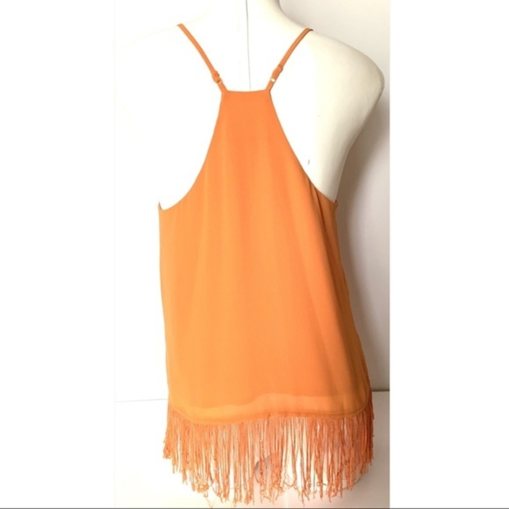 Orange Fringed Boho Embroidered Racerback Tank Top - Picture 2 of 7